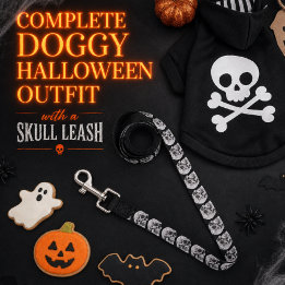 Gothic Style Skull on Black Pet Leash