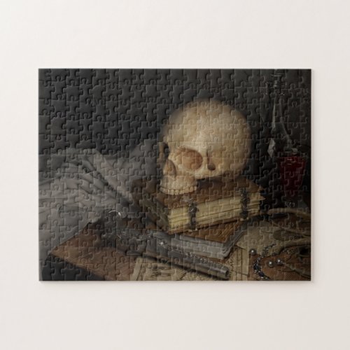 Gothic Style Still Life with Skull Jigsaw Puzzle