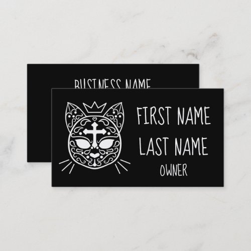 Gothic style sugar skull kitty cat chic business card