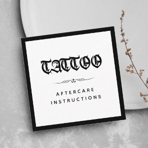 Gothic Style Tattoo Aftercare Instructions Bold Square Business Card