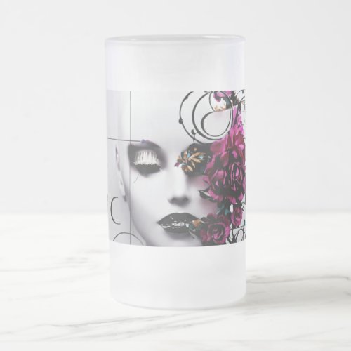  Gothic Style Tiara Art _ Fierce Protective Deign_ Frosted Glass Beer Mug