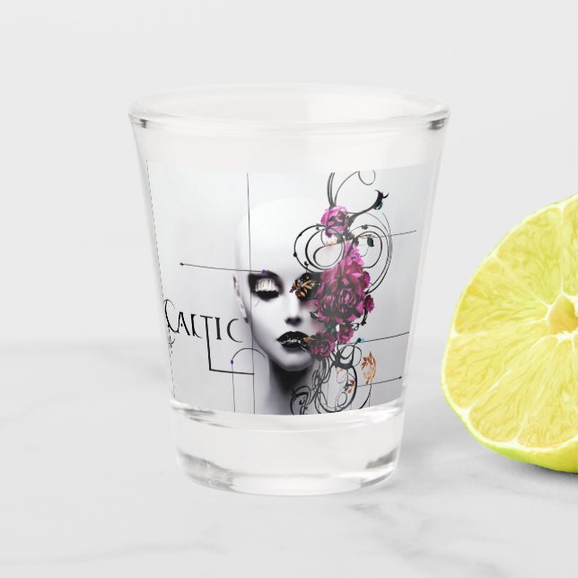  Gothic Style Tiara Art-Fierce & Protective Design Shot Glass (Front)