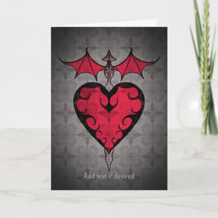 Gothic style vampire staked heart in red and gray holiday card