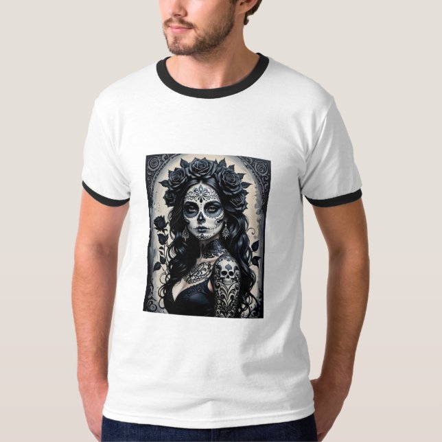 Gothic Sugar Skull Rose Tattoo Shirt (Front)