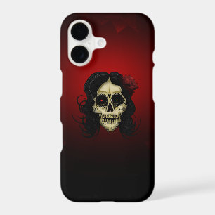Gothic Sugar Skull Woman Red Rose Day of the Dead iPhone 17 Case