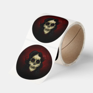 Gothic Sugar Skull Woman Red Rose Day of the Dead Classic Round Sticker
