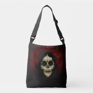 Gothic Sugar Skull Woman Red Rose Day of the Dead  Crossbody Bag