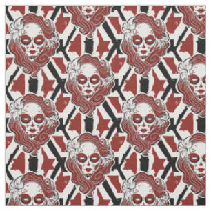 Gothic sugar style skull siren fabric