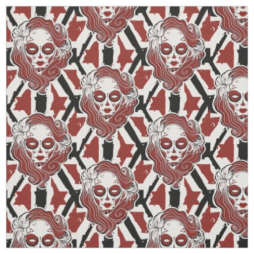 Gothic sugar style skull siren fabric