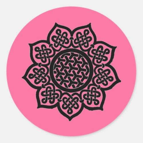 GOTHIC SUN Black Pink Celtic Knots Classic Round Sticker
