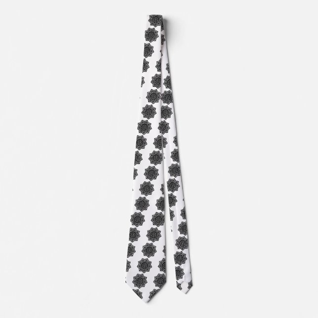 GOTHIC SUN Black White Celtic Knot Tie (Front)
