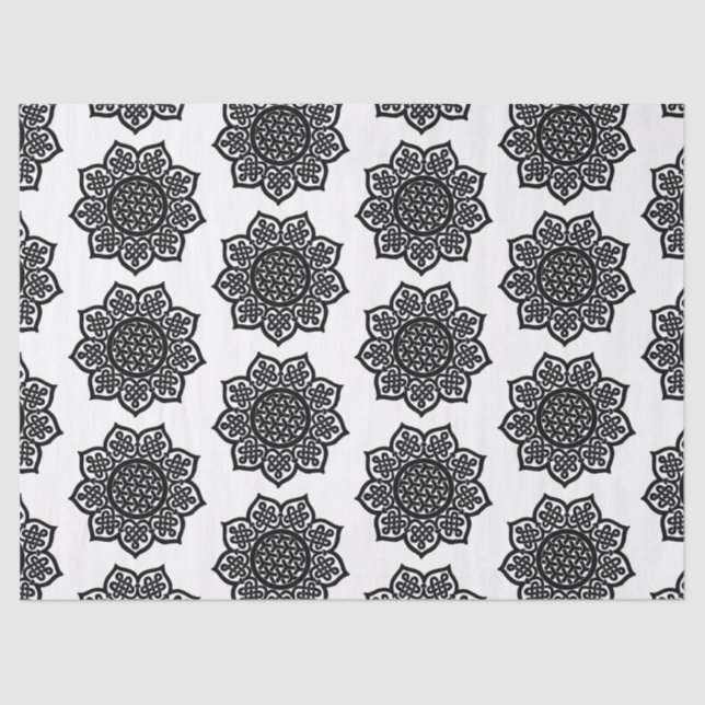 GOTHIC SUN Black White Celtic Knots Tissue Paper (Front)