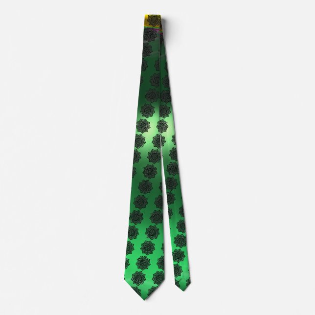 GOTHIC SUN CELTIC KNOTS Emerald Green Neck Tie (Front)