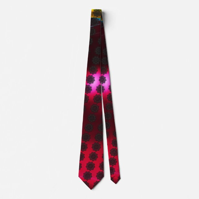 GOTHIC SUN Celtic Knots Red Burgundy Gem Neck Tie (Front)