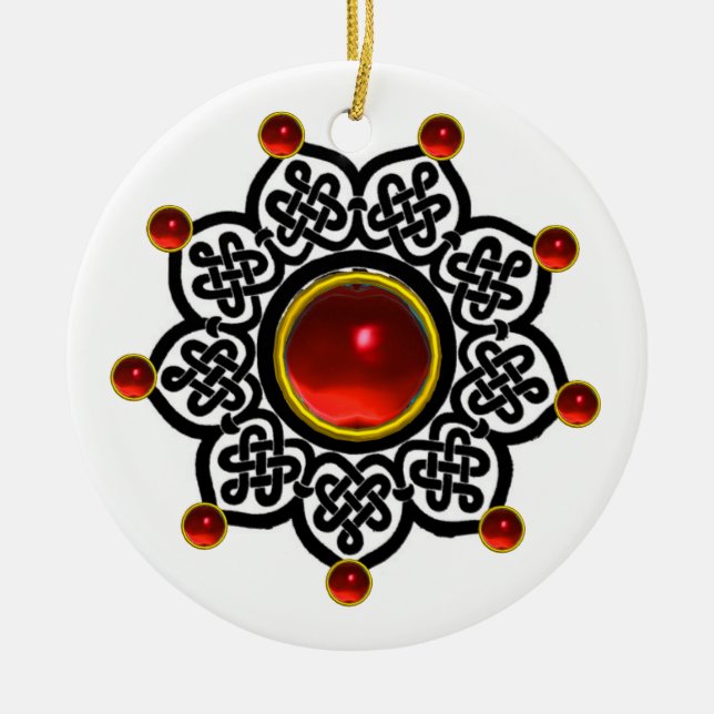 GOTHIC SUN  Red Ruby Gem Ceramic Ornament (Front)