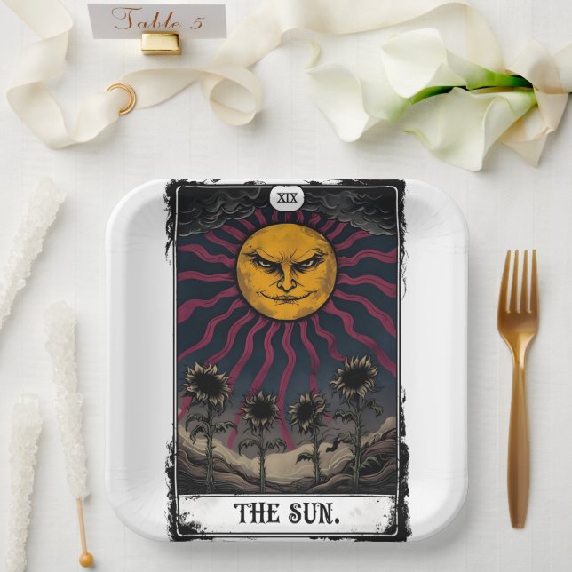 Gothic Sun Tarot Paper Plates (Wedding)