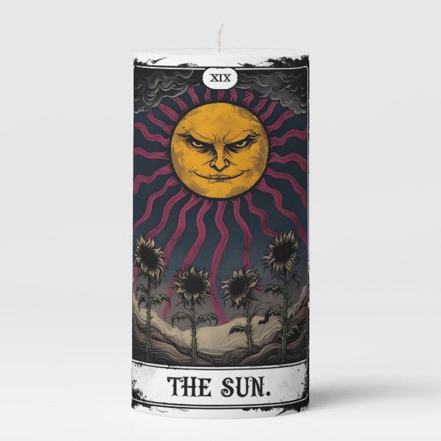 Gothic Sun Tarot Pillar Candle (Front)