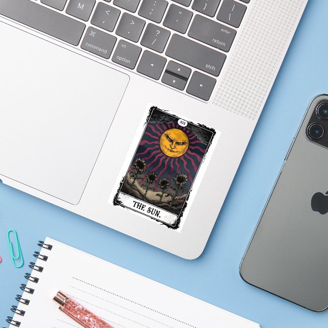 Gothic Sun Tarot Sticker (Laptop w/ iPhone)