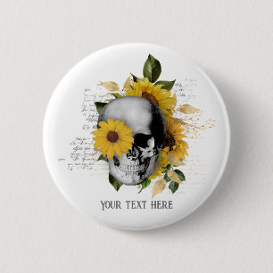 Gothic Sunflower Skeleton Button