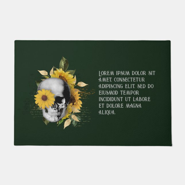 Gothic Sunflower Skeleton Doormat (Front)