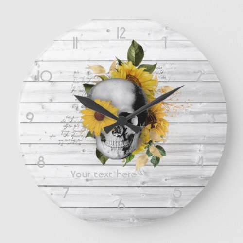 Gothic Sunflower Skeleton Large Clock