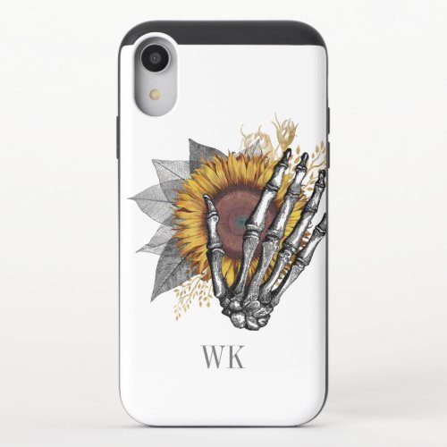 Gothic Sunflower Skeleton Monogram iPhone XR Slider Case