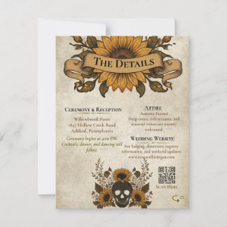 Gothic Sunflower Skull Fall Vintage Halloween Announcement