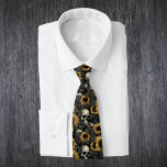 Gothic Sunflower Skull Pattern Neck Tie<br><div class="desc">This design may be personalized in the area provided by changing the photo and/or text. Or it can be customized by choosing the click to customize further option and delete or change the color of the background, add text, change the text color or style, or delete the text for an...</div>