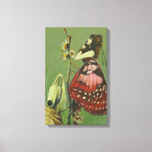 Gothic Surreal Moth And Fairy Canvas