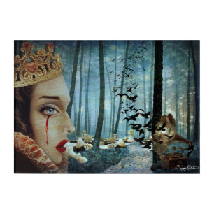 Gothic Surreal Unique Collage Sad Queen of Hearts Acrylic Print