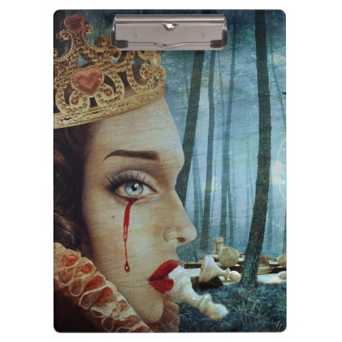 Gothic Surreal Unique Collage Sad Queen of Hearts Clipboard