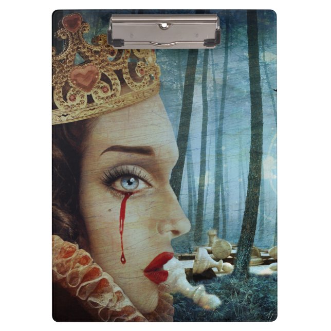 Gothic Surreal Unique Collage Sad Queen of Hearts Clipboard (Front)