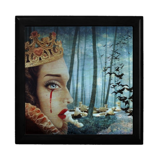 Gothic Surreal Unique Collage Sad Queen of Hearts Gift Box (Front)