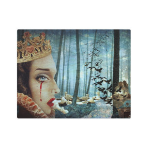 Gothic Surreal Unique Collage Sad Queen of Hearts Metal Print