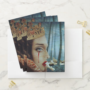 Gothic Surreal Unique Collage Sad Queen of Hearts Pocket Folder