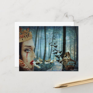 Gothic Surreal Unique Collage Sad Queen of Hearts Postcard