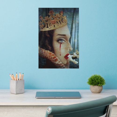 Gothic Surreal Unique Collage Sad Queen of Hearts Wall Decal