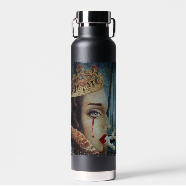Gothic Surreal Unique Collage Sad Queen of Hearts Water Bottle (Front)