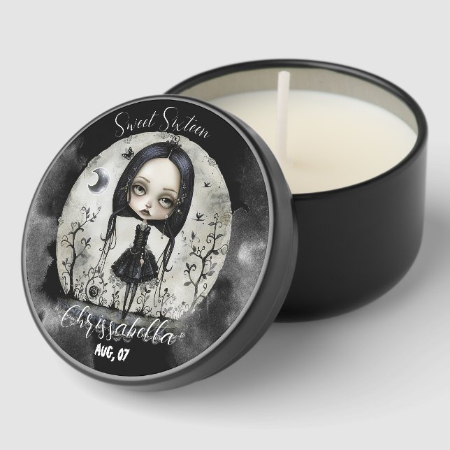 Gothic Sweet Sixteen Gothic Girl Mini Candle Favors (Corner)