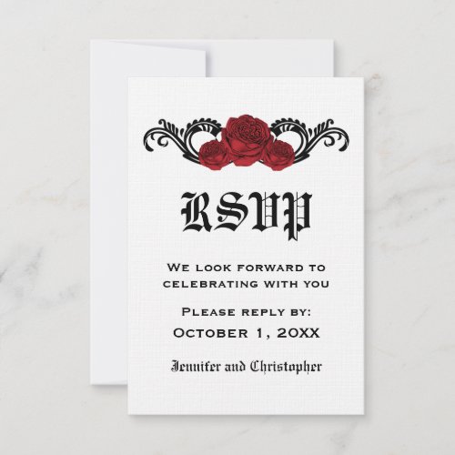 Gothic Swirl Roses Response Card Red