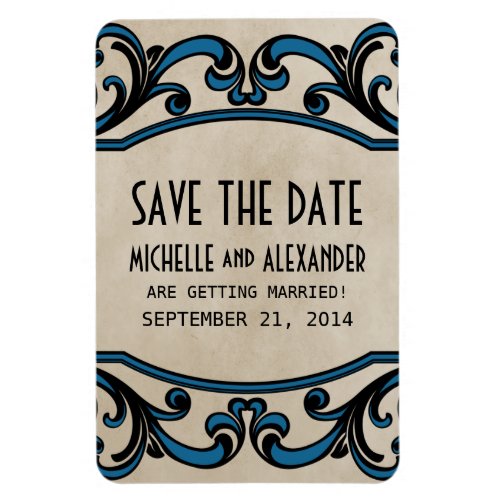 Gothic Swirls Save the Date Magnet Blue Magnet