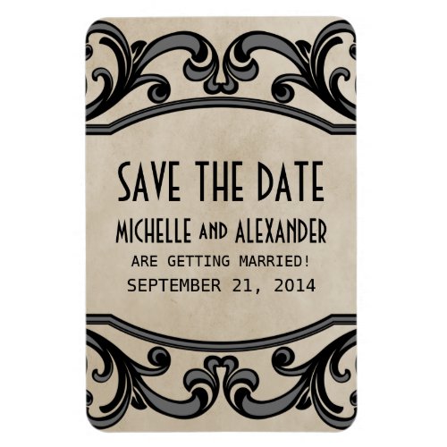 Gothic Swirls Save the Date Magnet Gray Magnet
