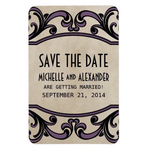 Gothic Swirls Save the Date Magnet Purple Magnet