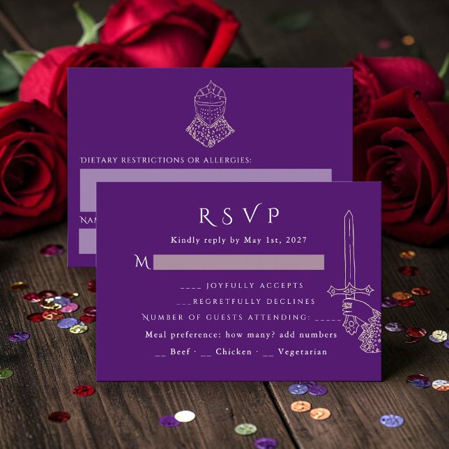 Gothic Sword Medieval Knight Wedding RSVP Card (Creator Uploaded)
