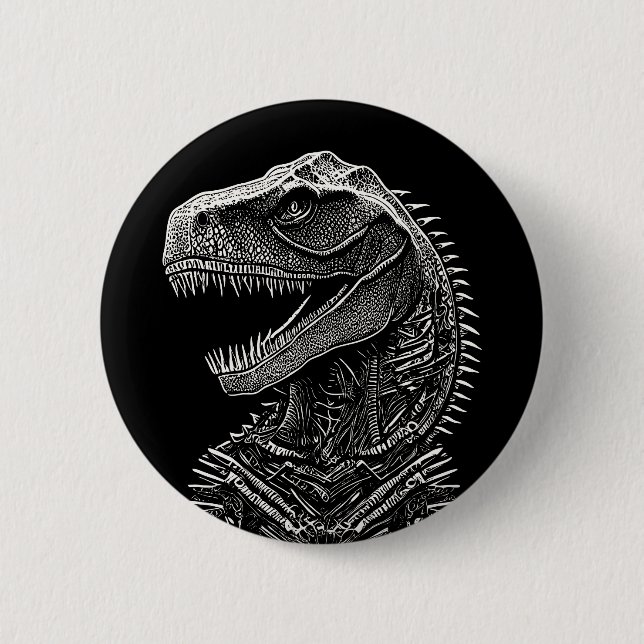 Gothic T-Rex Dinosaur Button (Front)