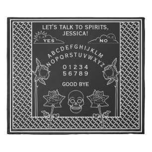 Gothic Talking Board Black White Floral Duvet Cover