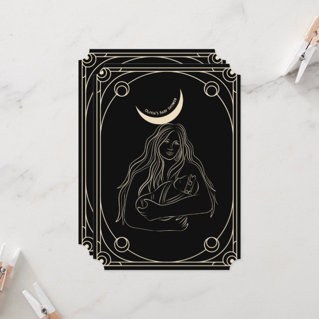 Gothic, Tarot card baby shower invitation  (Front/Back In Situ)