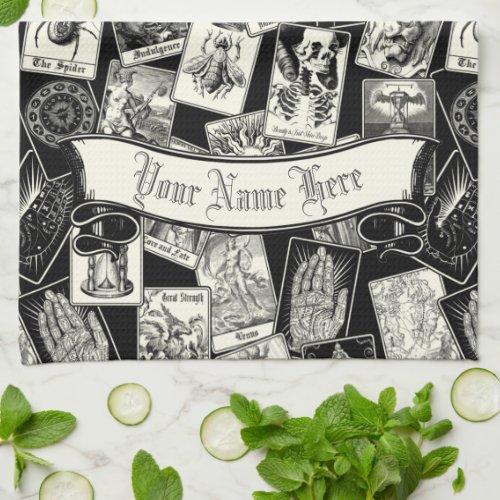 Gothic Tarot Card Victorian Witchcraft Apothecary  Kitchen Towel