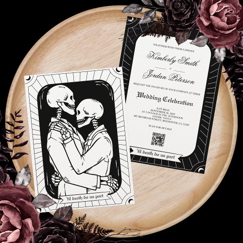 Gothic Tarot Card Wedding Invitation QR code 