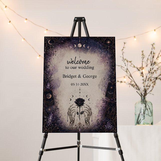 Gothic Tarot Moon Rose Skeleton Wedding  Foam Board (In Situ (Stand))